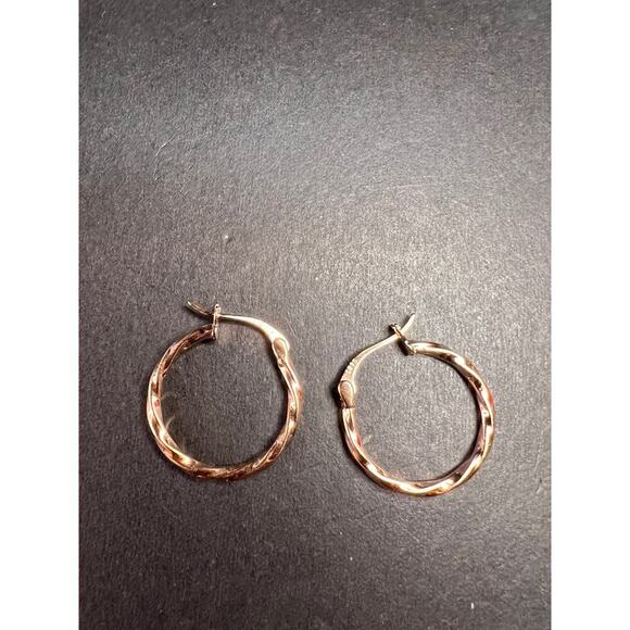 NEW gold over sterling silver twisted hoop earrings - Picture 2 of 9